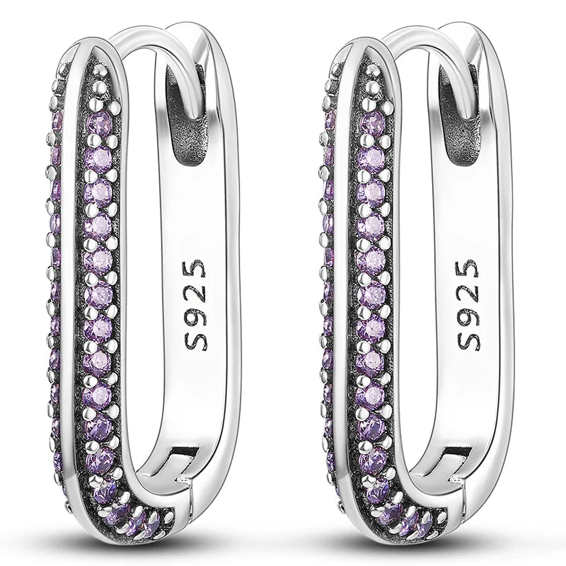 Hot Classic Original 925 Sterling Silver Earrings Colorful Circle Hoop Earrings For additional angle