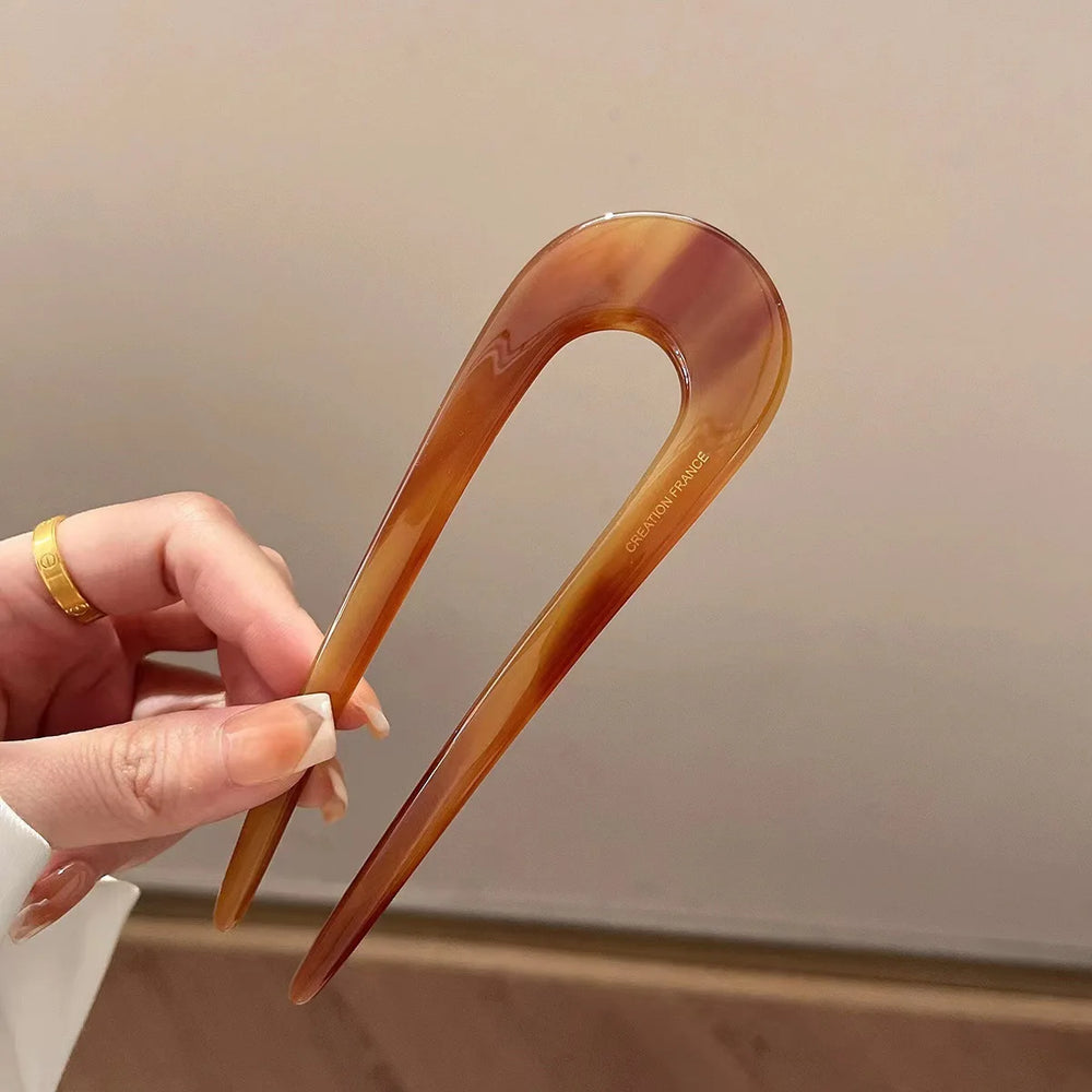 U-shaped Female Hairpin Mineral Patterned Meatballs Hairpin Vintage Chinese lifestyle view
