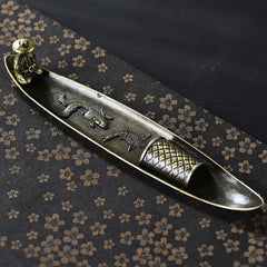 Traditional Japanese Incense Holder Old Men Fishing Boat Design | Aromatherapy Ornamen close-up view