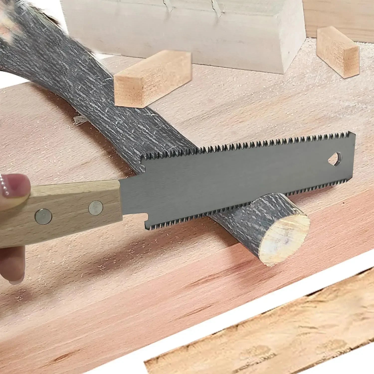 6-Inch Hand Saw with Double-Sided Flexible Blade | Flush Cutting Woodworking Tool additional angle