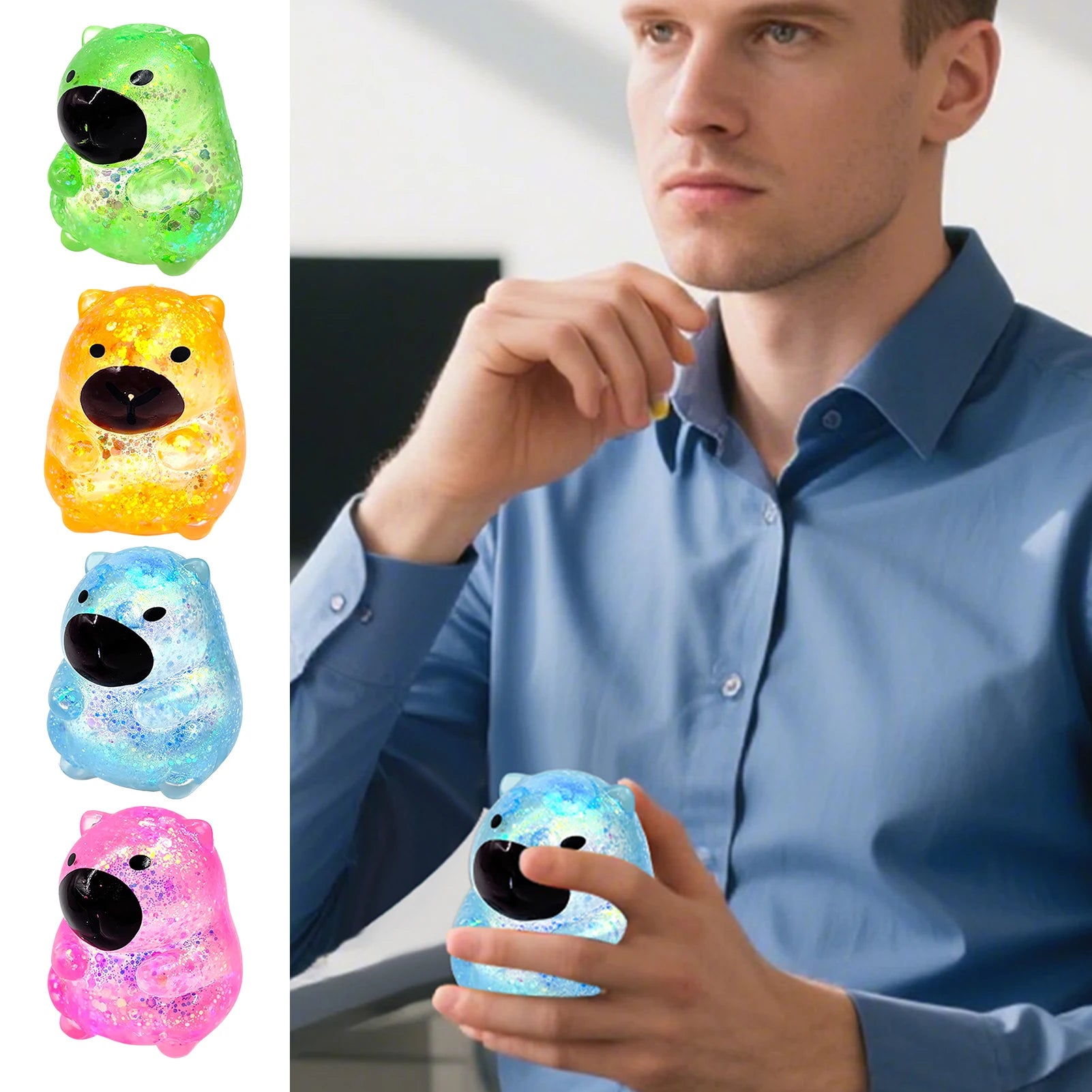 Maltose Cube Stress Squeeze Toy | Slow Rebound Polar Light Colorful TPR Block alternate view