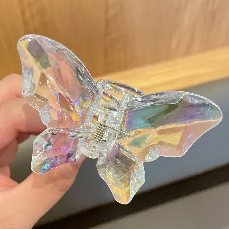 Acrylic Butterfly Hair Claw Crystal Simple Transparent Hair Clip Claw Clamp Korean Fashion Headwear Girls Women Hair Accessories
