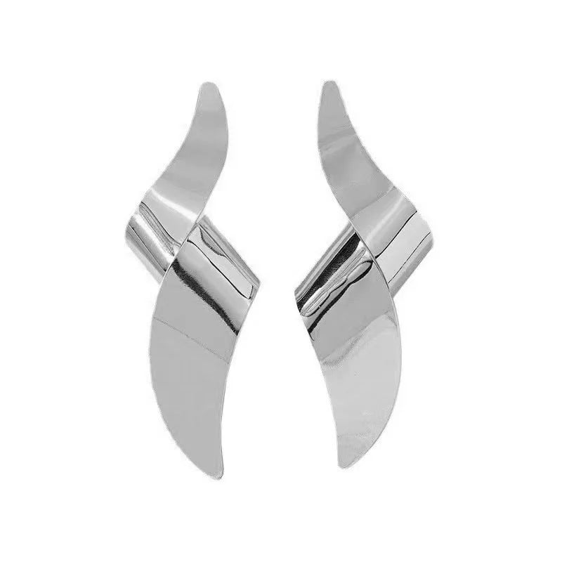 Irregular Geometric Red Earrings for Women additional angle