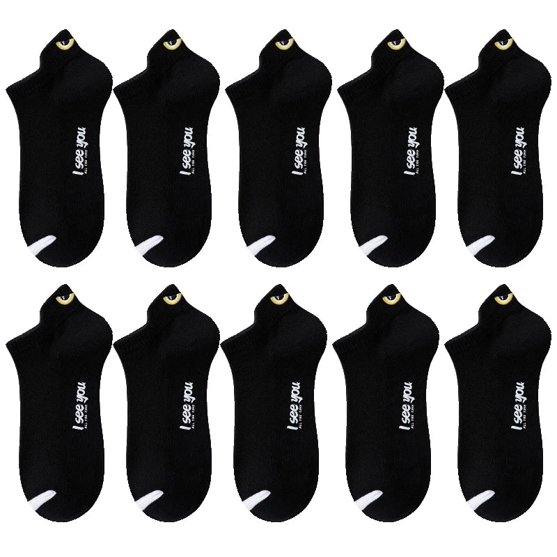 5/10 Pairs Man Short Socks Ankle Boat Socks Breathable Casual Athletic Socks Women Sum close-up view