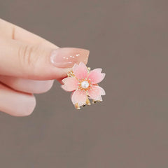 Japanese Style Sakura Mini Hair Claw High-end Princess Head Top Clip Women's Bangs Side Clip Sweet C
