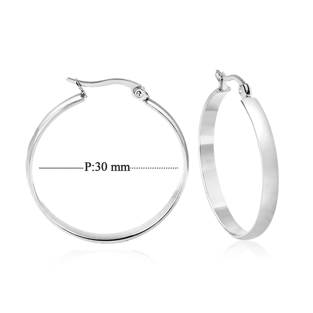 LUXUSTEEL Stainless Steel Hoop Earrings | Simple Geometric Shapes for Women detail view