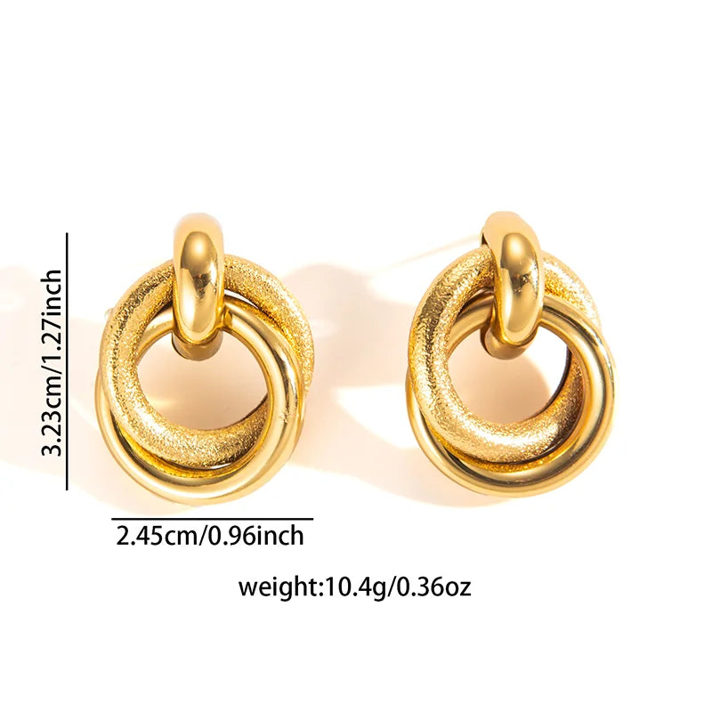 316L Stainless Steel Hoop Earrings for Men Women | Geometric Drop Earrings close-up view
