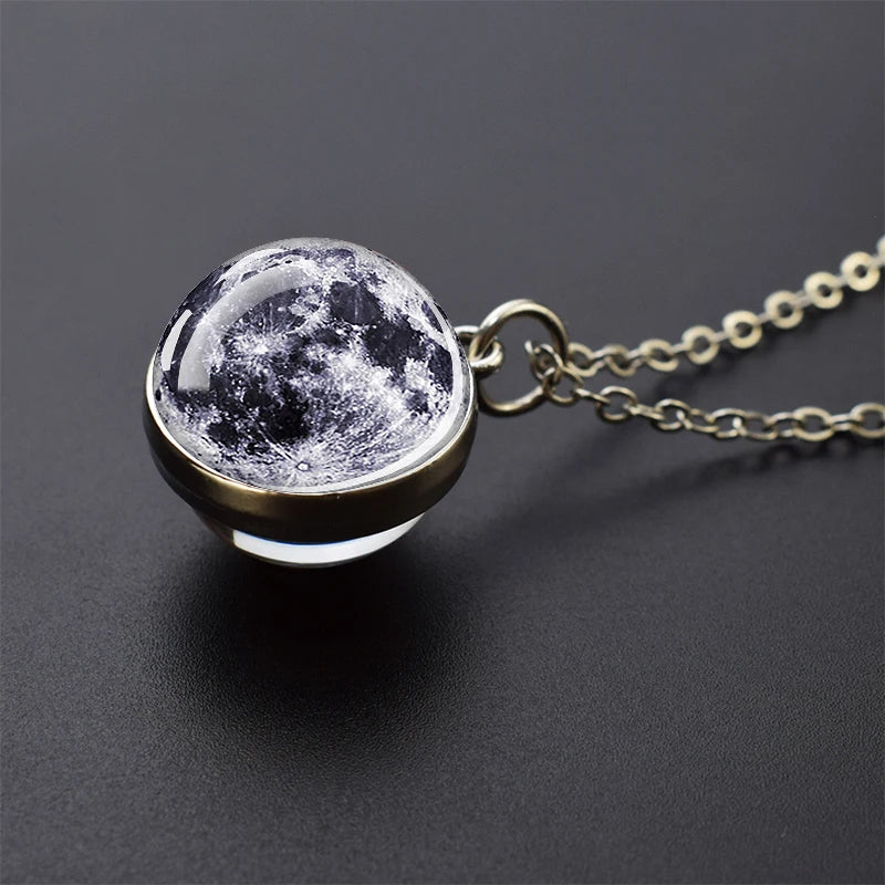 Solar System Galaxy Pendant Necklace | Unisex Astronomy Jewelry Gift detail view