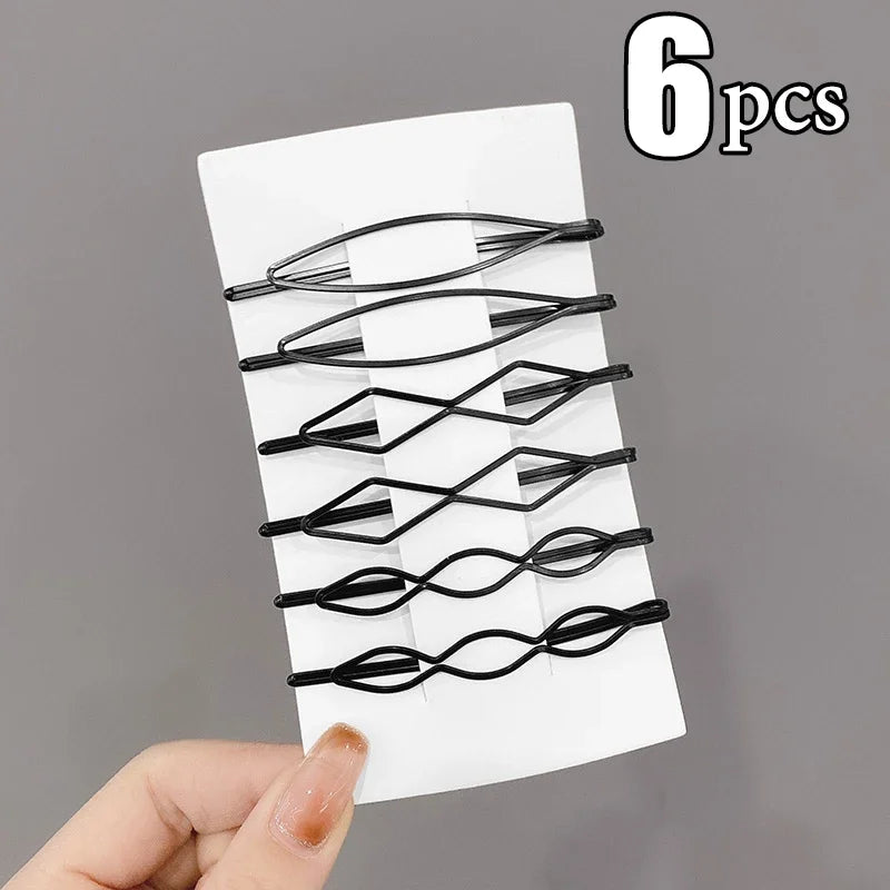 3/12Pcs Black Hair Clips Bobby Pins Wavy Fashion Hairpins Metal Barrettes Invisible B alternate view