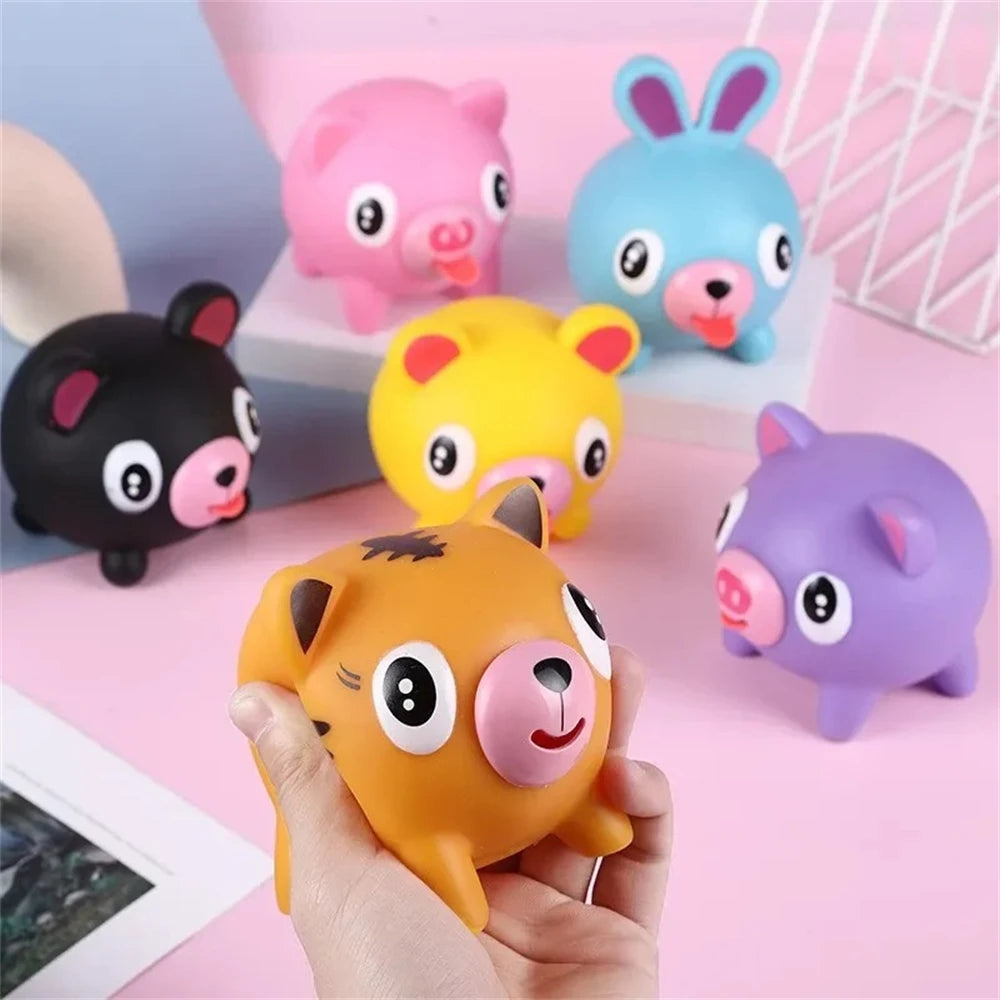 Screaming Pigs Squeeze Animal Ball Out with Sound Screaming Decompression Rubber Squeaky Toys Office