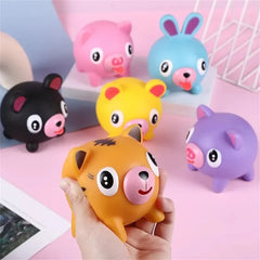 Screaming Pigs Squeeze Animal Ball Out with Sound Screaming Decompression Rubber Squeaky Toys Office