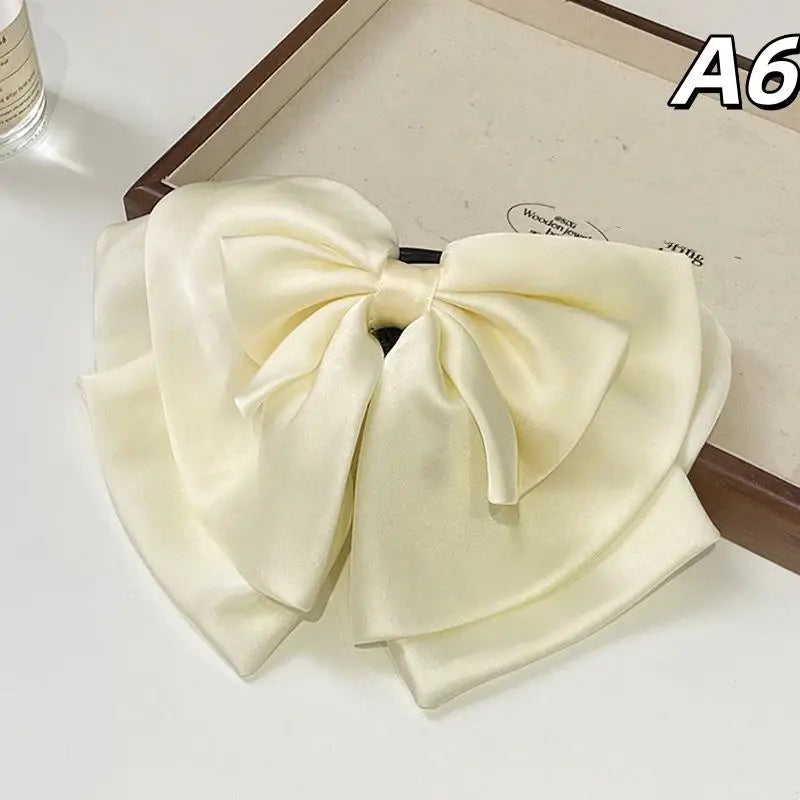 [E] Bow Hair Claw Clip Solid Color Black White Hair Shark Grab Clip Hair Style Tools Hair Accessories For Women Girl