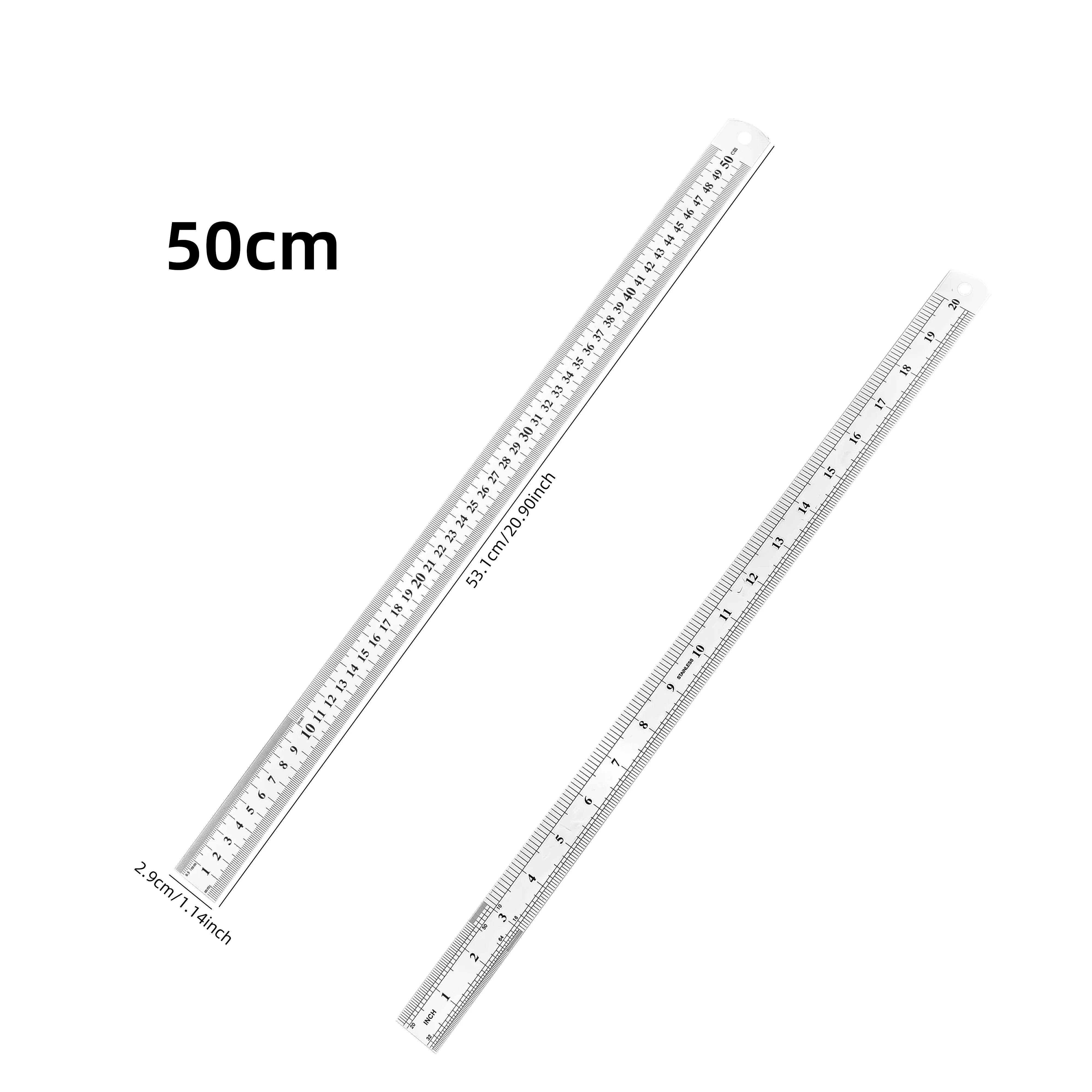 Thickened Steel Ruler | 15/20/30/40/50/60cm | Dual CM & Inch Scale | Precise Measur additional angle