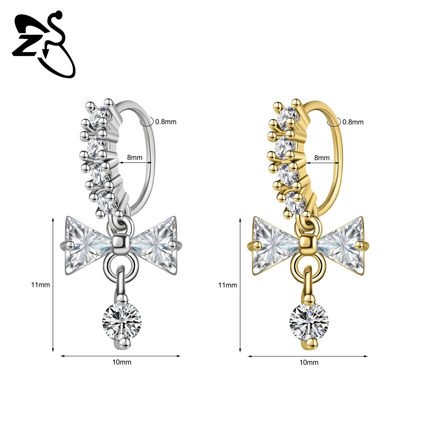 ZS 1 Piece 20G Trendy Hoop Nose Rings Women Moon Star Flower Pendant Septum Piercing alternate view