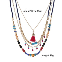 Bohemian Multilayer Handmade Colorful Beads Chain Pendant Necklaces For Women Girls A alternate view