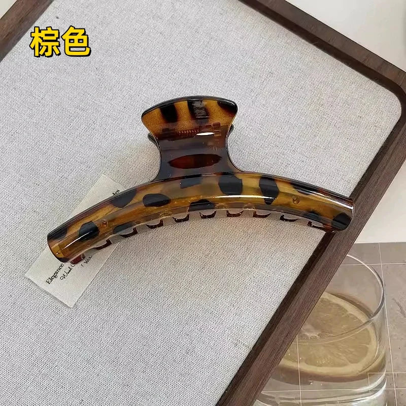 Vintage Leopard Print Hair Claw Clip Large Rectangular Secure Hold Hair Clip for Updos E detail view