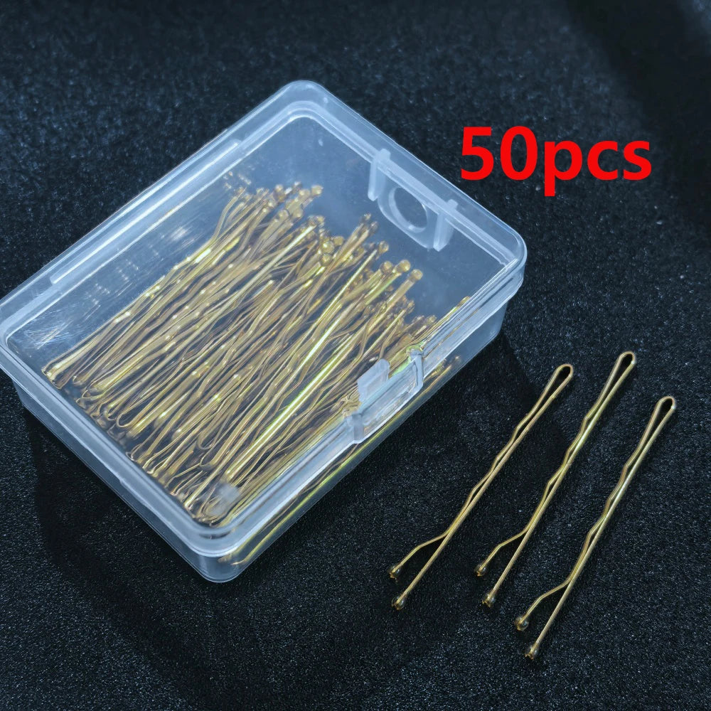50pcs/Box Metal U Shaped Hair Clips Wedding Bridal Bobby Pins Alloy Waved Hairpins Fo alternate view