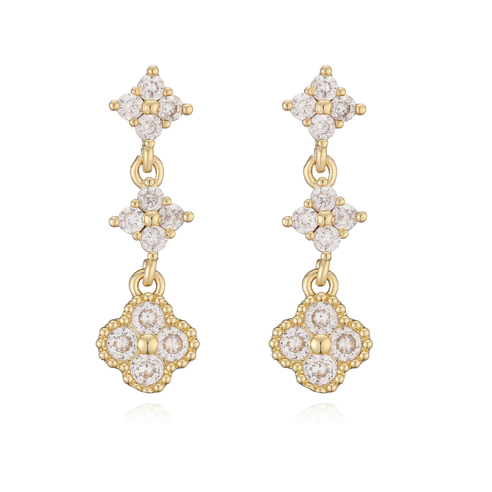 HECHENG,Sparkling Zirconia Stud Earrings Floral Tassel Earrings French Banquet Style Rom detail view