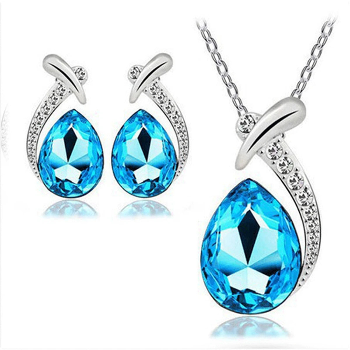 Fashion Silver Color Necklace Earrings Cubic Zirconia Jewelry Sets Elegant Crystal Zi lifestyle view