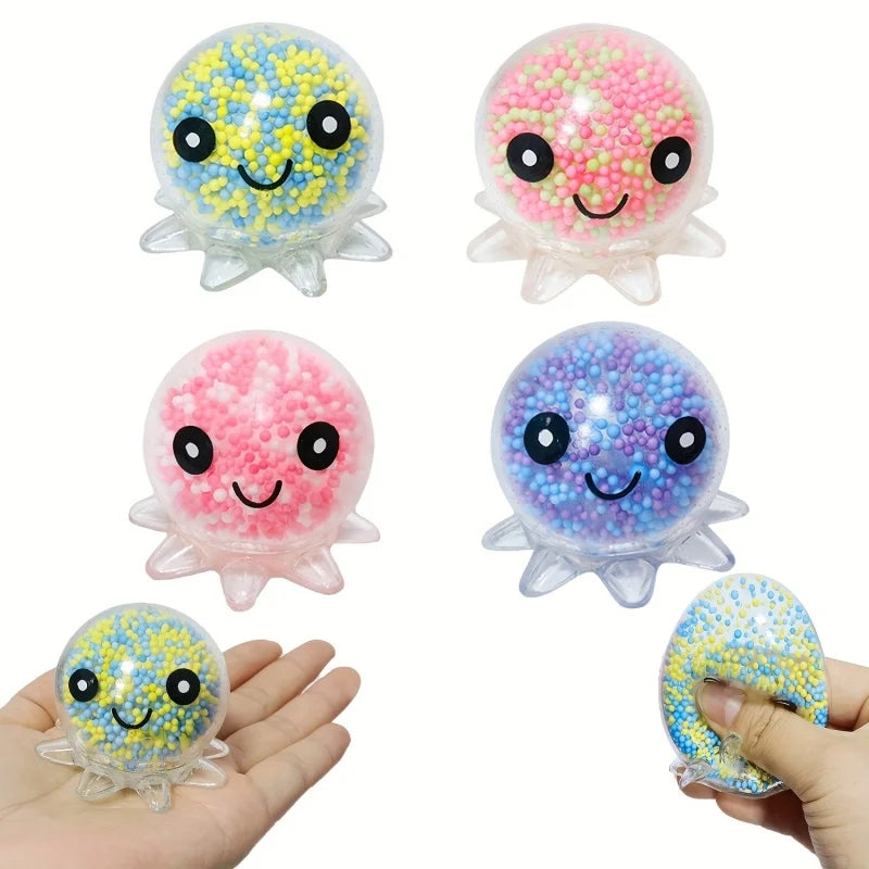 1-5PC Glowing Light Squid Vent Ball Squeeze Decompressions Toy Bubble Octopus Ball Stress Relief Toy