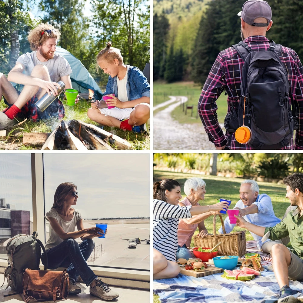 1Pack Silicone Collapsible Travel Water Cup Portable Camping Cup with Lids Food Gra additional angle