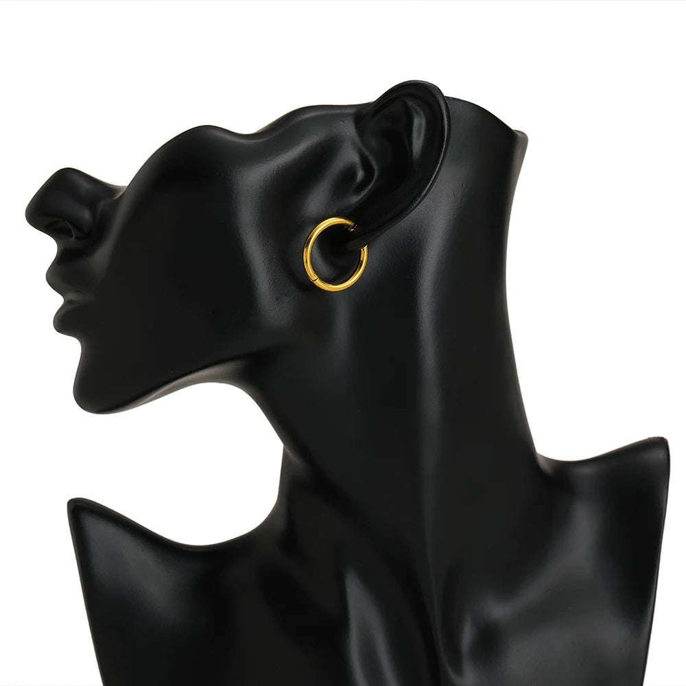 10pcs 18K PVD Gold Plated Stainless Steel Hoop Earrings Women Earrings Men Punk Hip additional angle