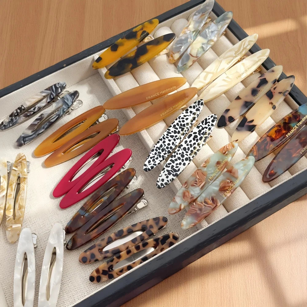 2pcs/Set Elegant Acetate Oval Hairpins Barrettes Korean Style Side Bobby Pins Bangs H alternate view