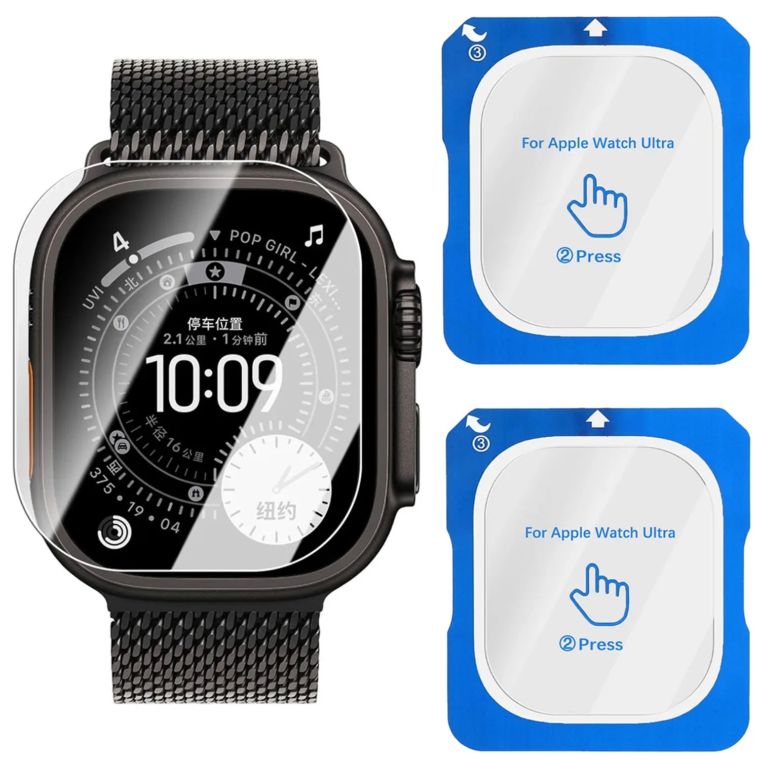 Quick Pasting Tempered Glass For Apple Watch Ultra 3/2/1 49mm Easy to Install Screen Glass Protective Film Ultra 3-2-1 49mm Film