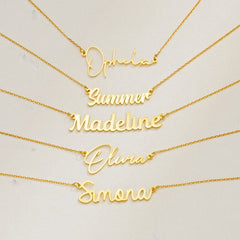 Custom Name Necklace for Women Personalised Cursive Letter Pendant Stainless Steel Je alternate view
