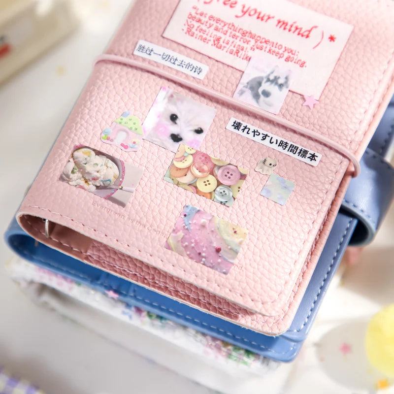 30 Sheets Vintage Retro Memo Sticker Book | Dual Texture Die-Cut Stickers for DIY Craf close-up view