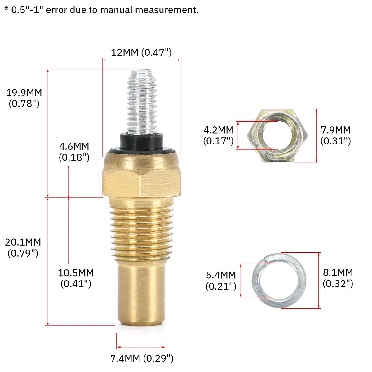 VR - 12V 1/8 NPT Racing Car Oil Temp Sensor Water temperature Sensor Water Temp Sensor Gauge Sensor VR-TSU01