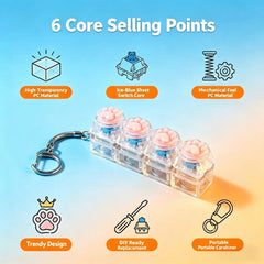 LED Keyboard Keychain Fidget Toys Crystal Clicker Sensory Toy for Stress Relief Keyboa close-up view
