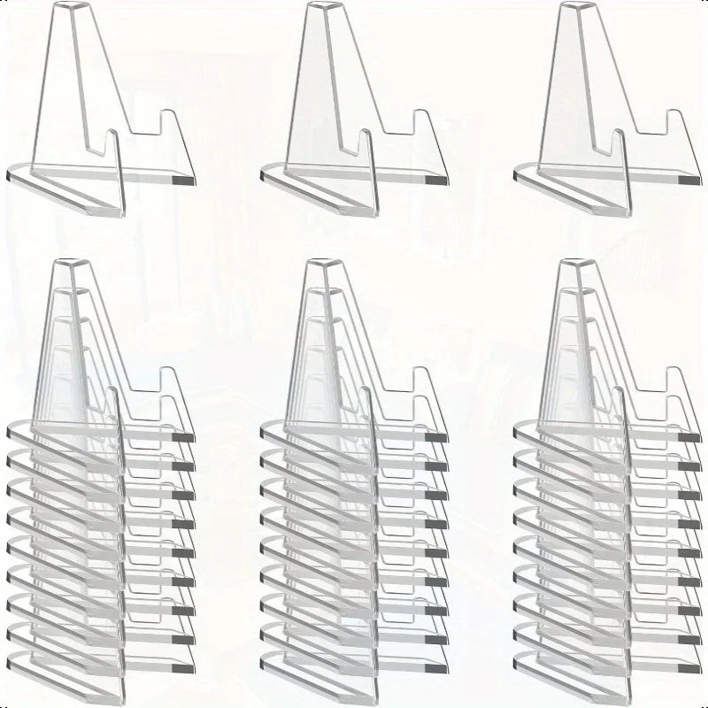 30PCS Acrylic Coin Display Stand Transparent Triangle Business Cards Photos Small Plates Shells Show