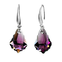 Purple Crystal Drop Pendant Necklace Set Zinc Alloy Trendy Women's Jewelry Set detail view