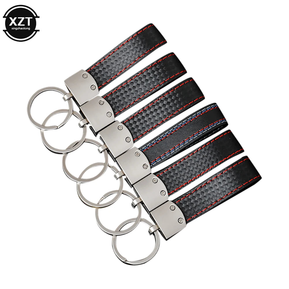 WYMECT Leather Car Keychain | Stylish Key Ring for Audi VW BMW detail view