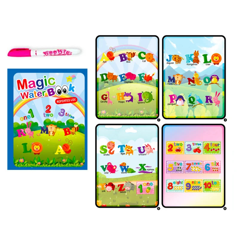 Children Early Education Toys Magical Book with Pen Water Drawing Montessori Toys Gift close-up view