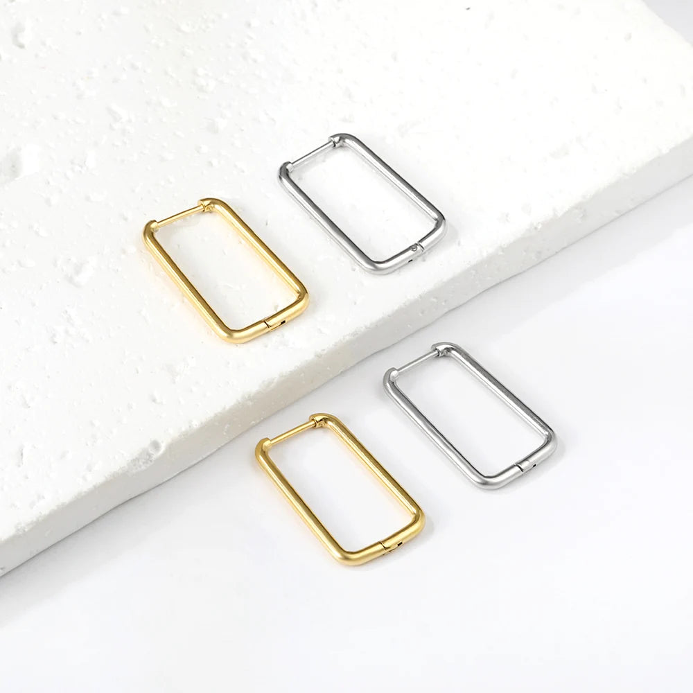 LUXUSTEEL U-Shaped and Geometric Hoop Earrings | Anti-Allergy Stainless Steel Earrings close-up view