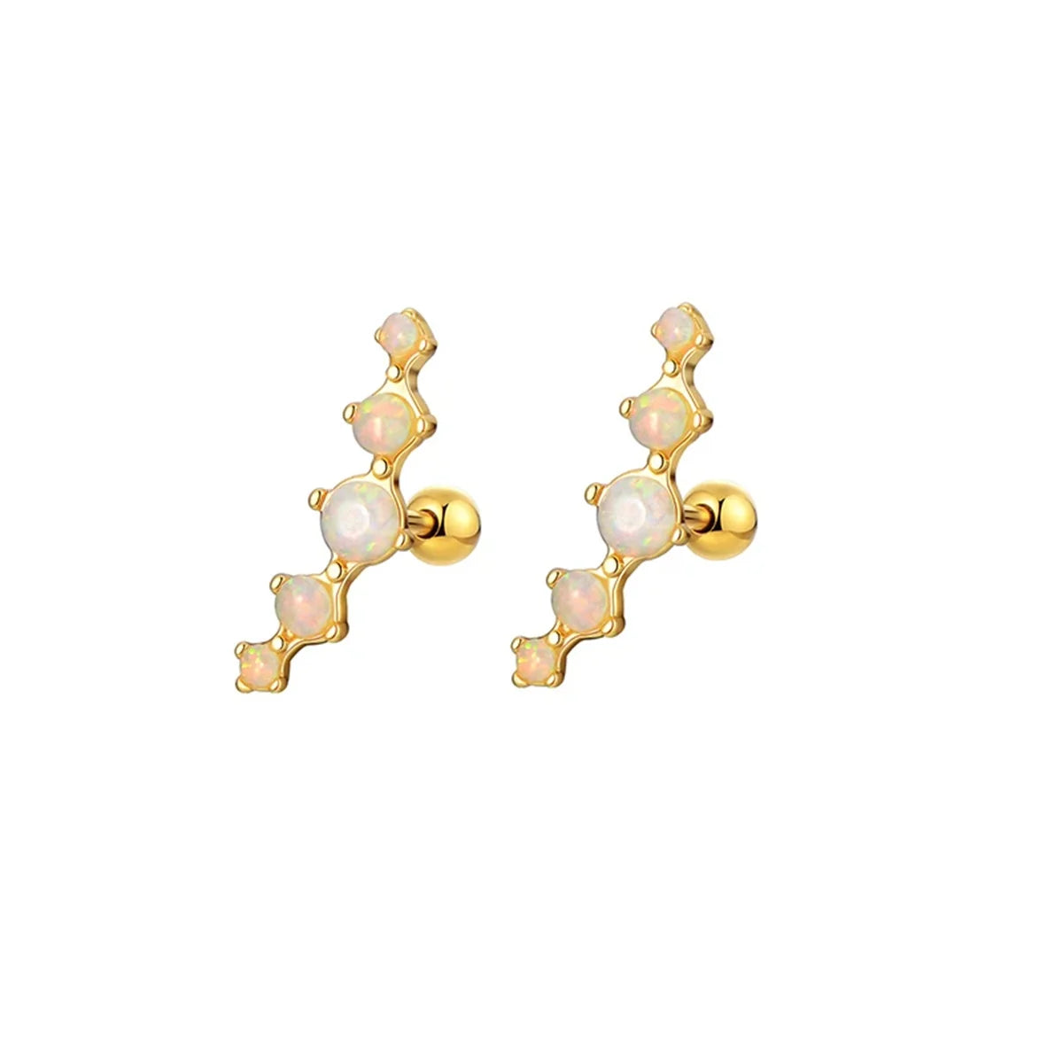 2pcs Hypoallergenic Stainless Steel Cartilage Stud Earrings,Eye Flame Moon Barbell Bac close-up view