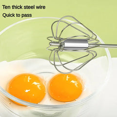 Stainless Steel Manual Egg Beater | Semi-Automatic Rotary Cream Blender for Baking close-up view