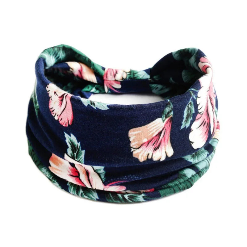 Bohemian Style Elastic Hair Bands Yoga Headband Women Headwear Print Vintage Cross Uni close-up view