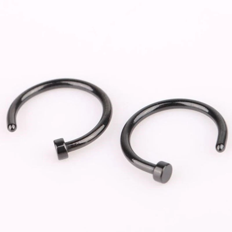 5PC Stainless Steel Women Nostril Nose Hoop Stud Rings Clip on Nose Rings Fake Nose E lifestyle view