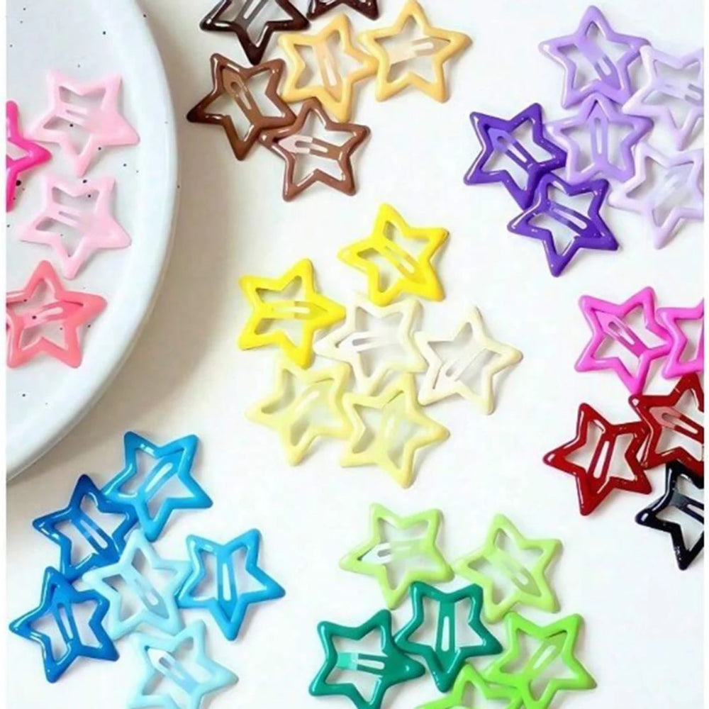 10/30/50pcs Colorful Star BB Hair Clips Girls Y2K Cute Star Barrettes Women Simple Me lifestyle view