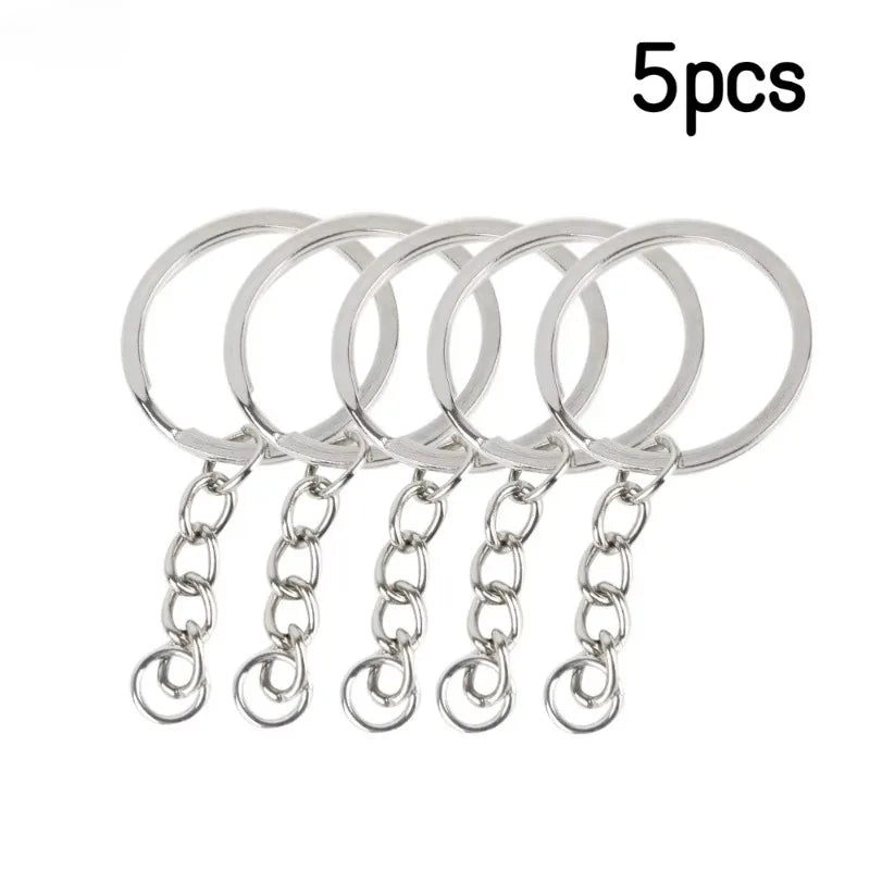 Silver Plated Metal Blank Keyring Keychain Charms Split Ring Keyfob Key Holder Link R alternate view