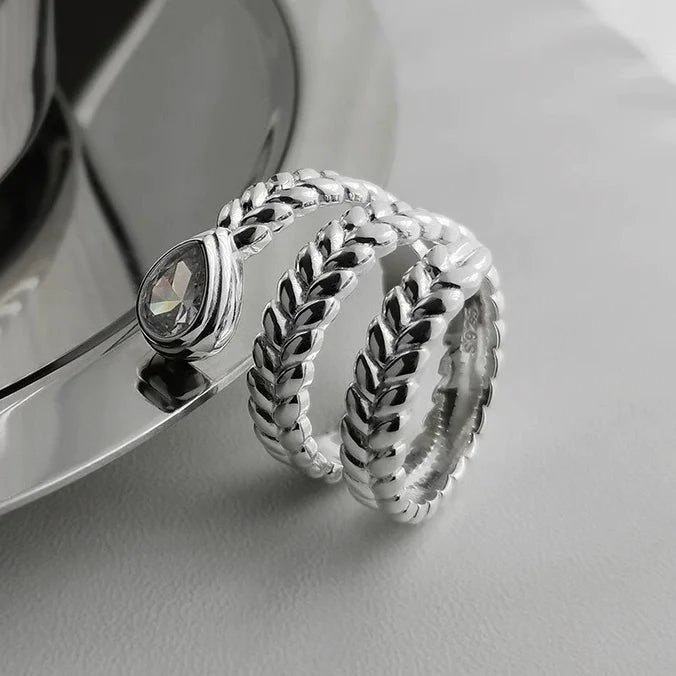 VENTFILLE 925 Sterling Silber Unregelmäßiger Ring | Geometrischer Minimalistischer Schmuck für Frauen