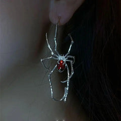 Gothic Dark Spider Crawl Fashion Dangle Stud Piercing Ear Bone Clip For Unisex Hallowe close-up view