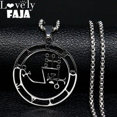 Sigil Stainless Steel Necklace Silver Color Dantalion Seal Solomon Demon Satan Sigil Satan Necklaces Pendants Jewelry N7150S03