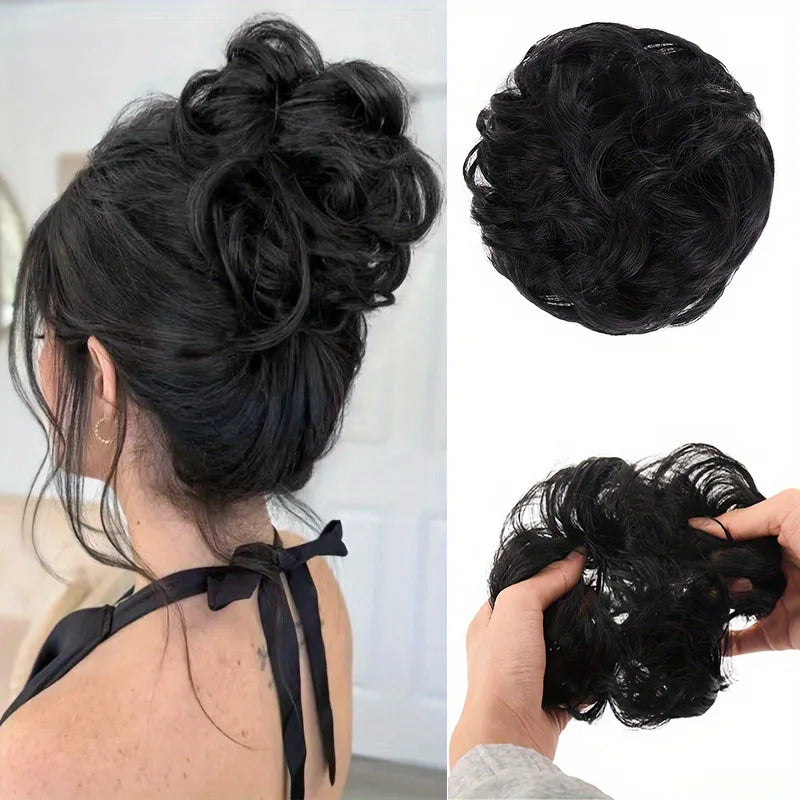 Synthetic Messy Hair Bun Chignon Scrunchies Fake Hair Band Braid Elastic Hairpiece Ta lifestyle view