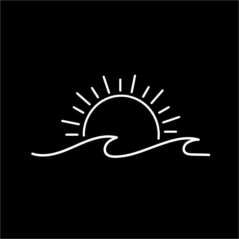 Sunset Over Ocean Scene RV Camper Decal | Beach Sunset Vinyl Sticker for Car Window La close-up view