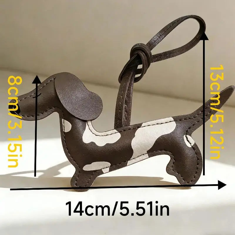 NEW Dachshund Dog Keychain Cute Pendant Puppy PU Leather Key Ring Accessory Animal Bag Charm Keys Or
