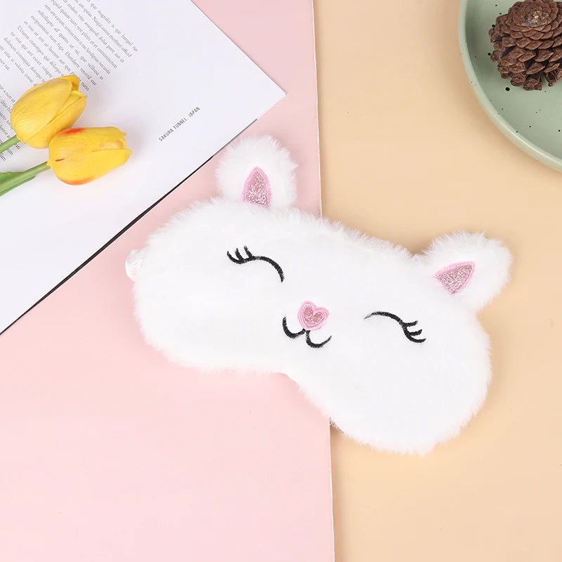 Plush Cute Grey Cat Sleep Mask | Light Blocking Eye Shade for Travel and Home additional angle
